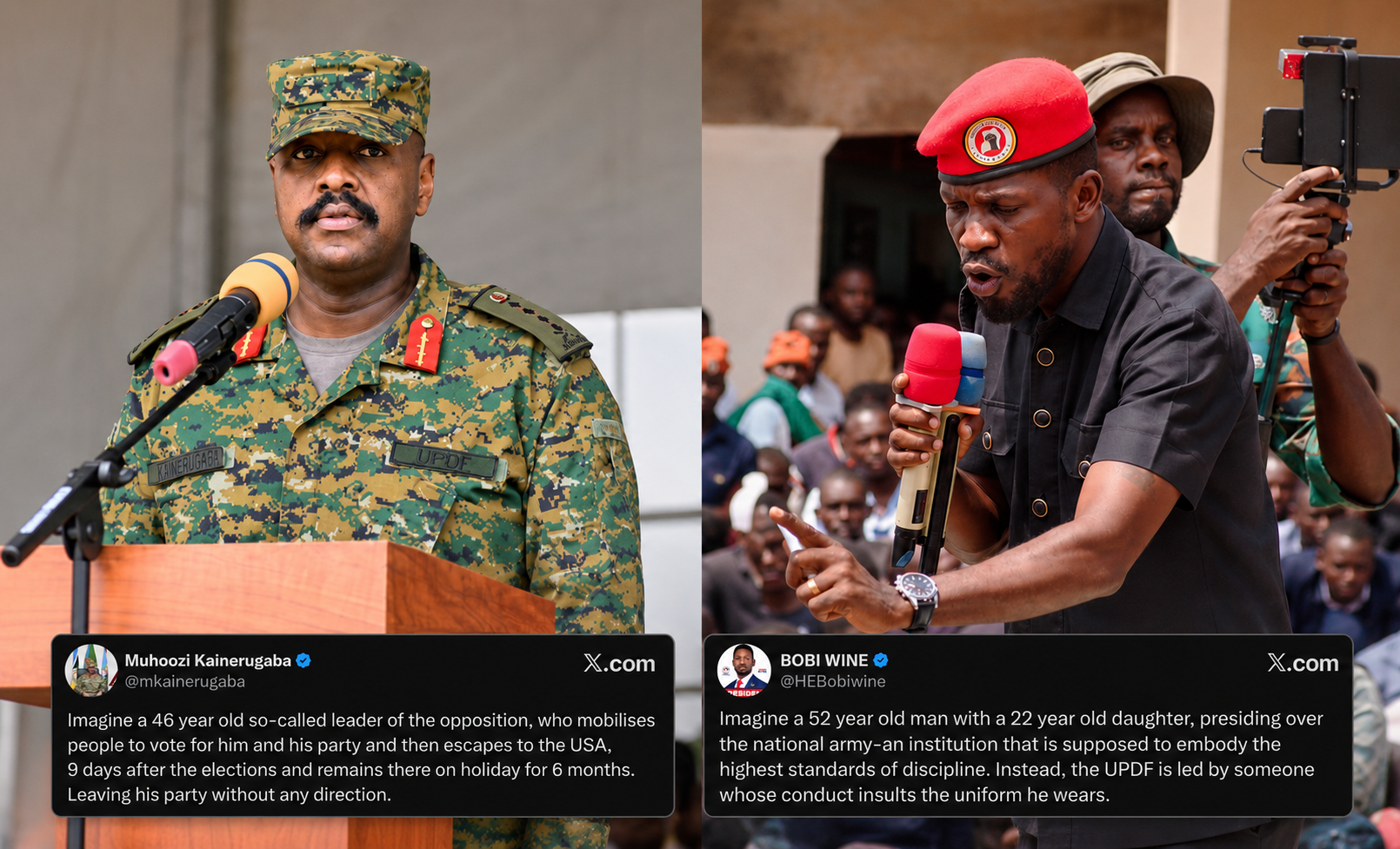 Bobi Wine and Muhoozi trade sharp jabs as political war of words heats up