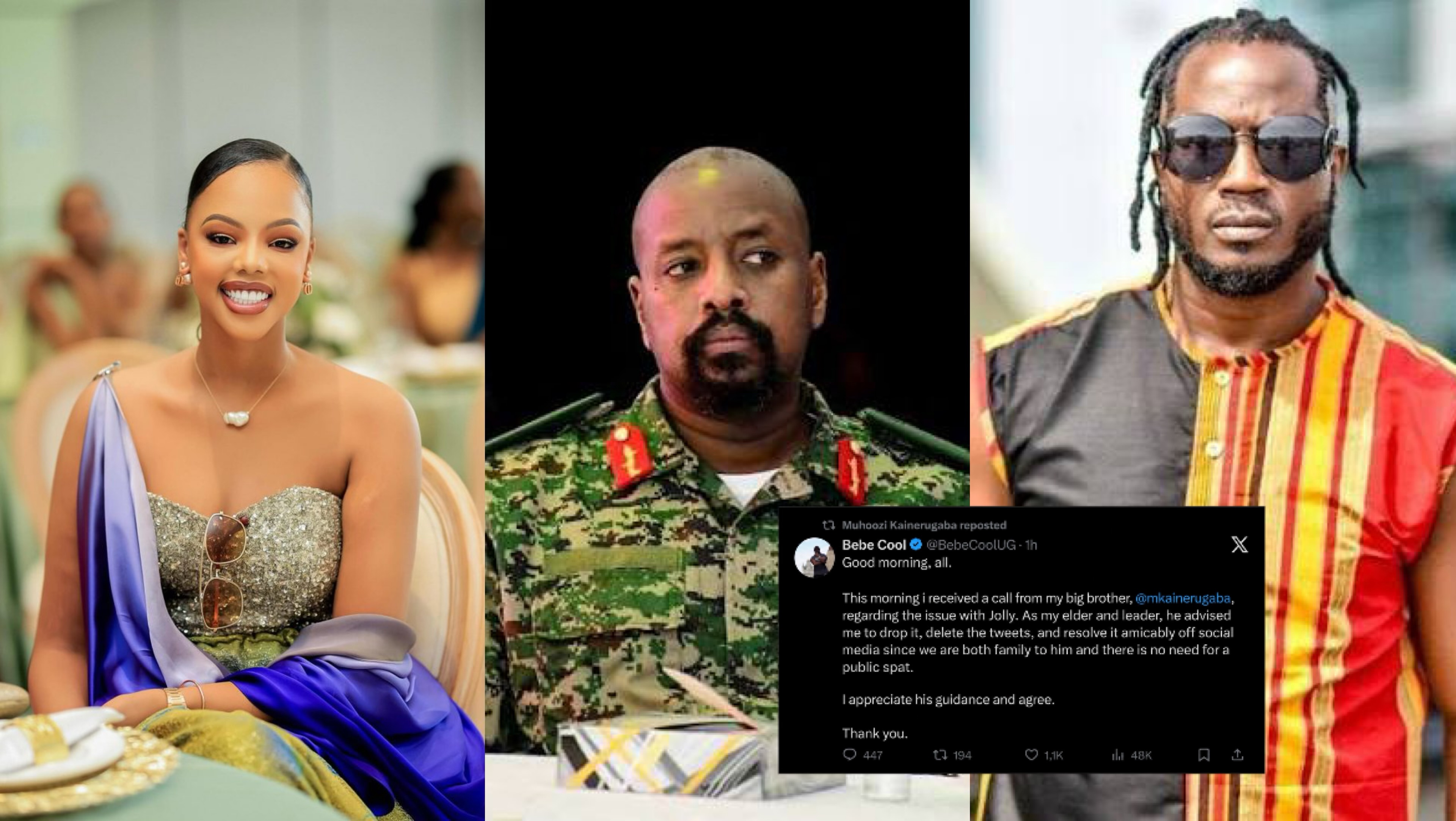 DRAMA ENDS: Muhoozi Steps In as Bebe Cool Agrees to Bury Public Feud With Jolly Mutesi
