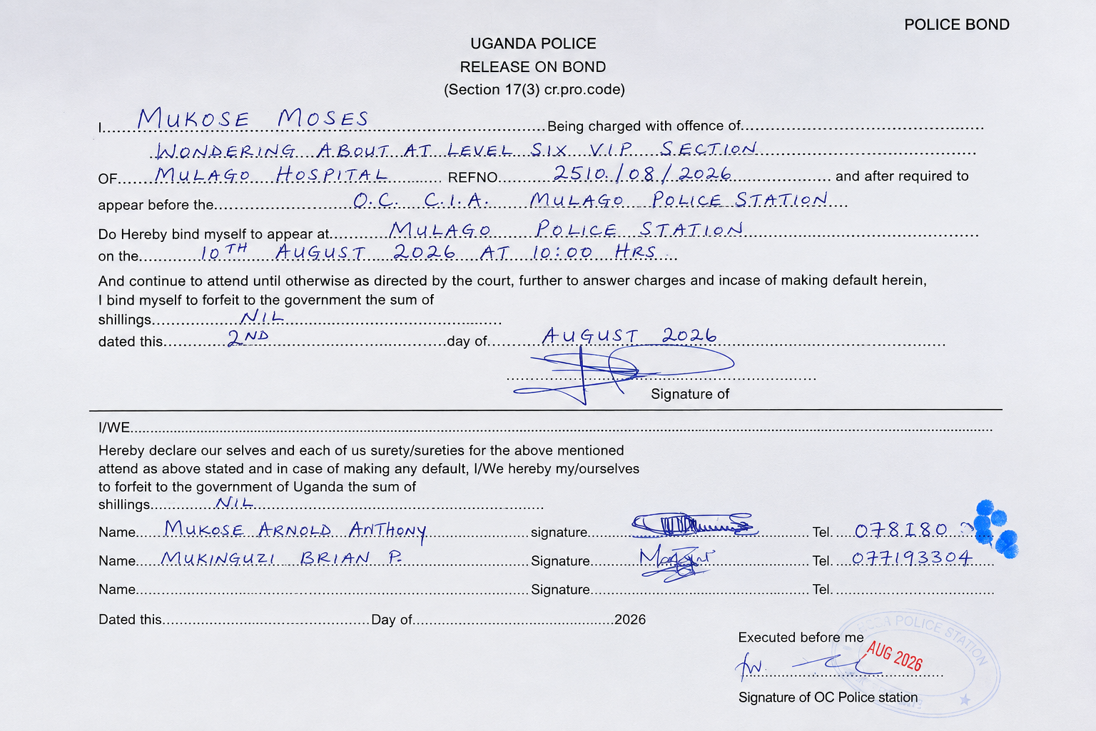 Senior PFF Leader Dr. Moses Mukose Arrested During Visit to Mulago’s VIP Wing